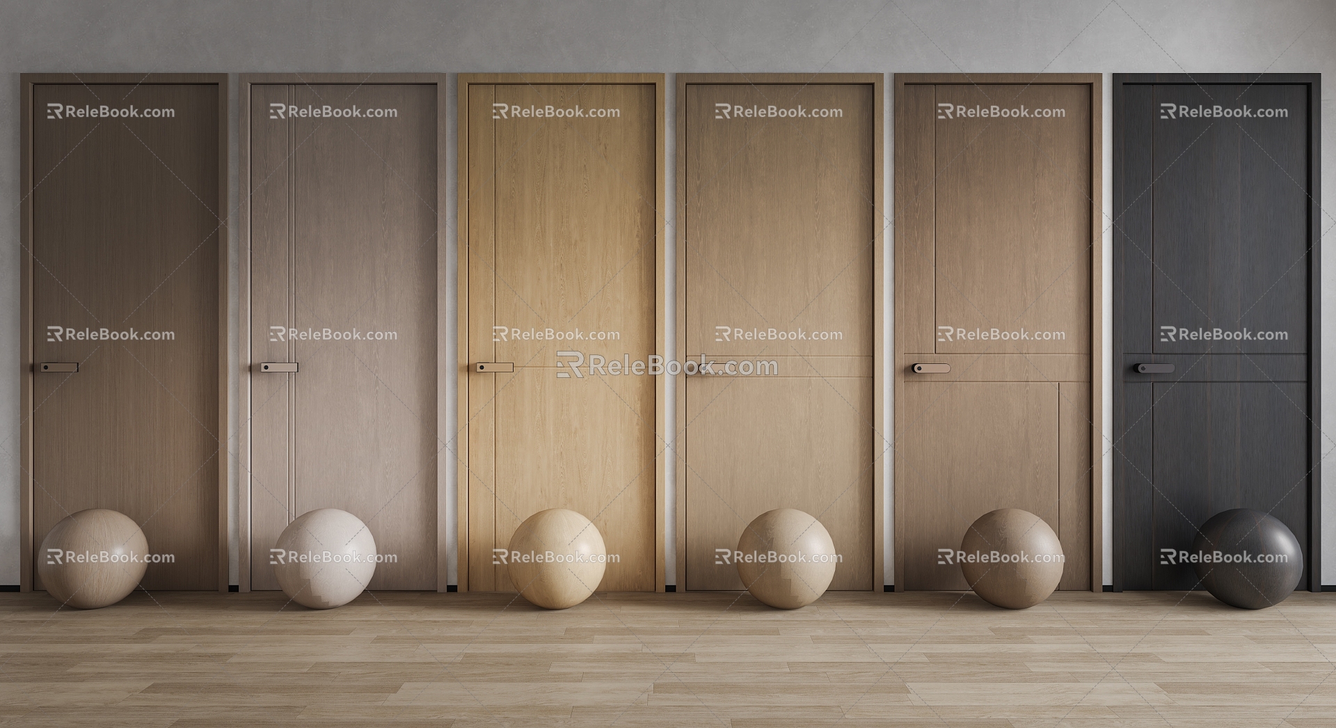 Single door handle door wooden minimalist door single door bedroom door kitchen door 3d model