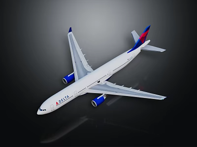 Delta Air Lines White Airplane With Blue Engines And Red Blue Tail 3d model