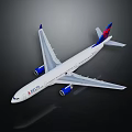 Delta Air Lines White Airplane With Blue Engines And Red Blue Tail
