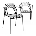 Pair of Modern Leisure Chair With Metal Frame Diamond Pattern And Armrests