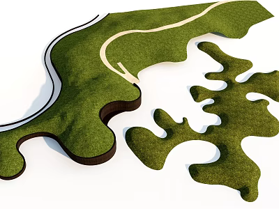 Park Landscape Design With Lush Green Grass Winding Path And Scenic Terrain 3d model