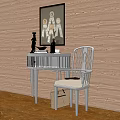 Modern Entryway Console Table And Side Cabinet With Chair And Wooden Wall Decor