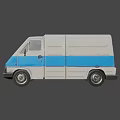 Blue And White Compact Delivery Van With Side Door And Front Panel Design 3d model