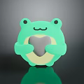 Cute Green Reptile Figurine Holding Heart Shape On Gray Background With Reflection