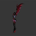Fantasy Character With Red And Black Wings Black Purple Armor And Spiked Design