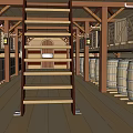 Rustic Wine Specialty Store Interior With Wooden Barrels And Arch Door Design