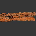 Red Layered Rock Specimen With Natural Texture On Reflective Black Surface 3d model