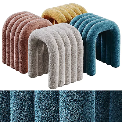 Plush Arched Sofa Stools In Various Colors For Modern Living Areas 3d model
