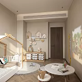 Cozy Kids Room Interior Design With Tent Bed Table Chairs Round Rug And Toys