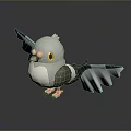 Flying Animal 3D Pigeon With Gray White Black Feathers Yellow Eyes Pink Feet Spread Wings