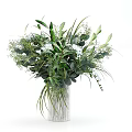 Fresh Floral Bouquet With Green Leaves White Flowers And Hanging Decorative Strings