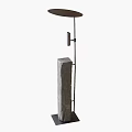 Modern Minimalist Floor Lamp With Circular Shade And Stone Base Design