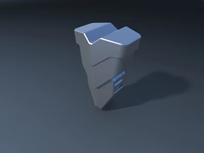 Modern Sleek Reception Desk 3D Model With Gray Metal Finish And Geometric Design 3d model