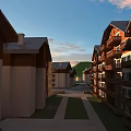 Neatly Arranged Modern Residential Buildings With Balconies And Green Lawns Along Street