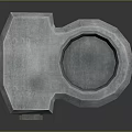 Vintage Gray Stone Architecture Component Featuring Circular Recess And Layered Design 3d model