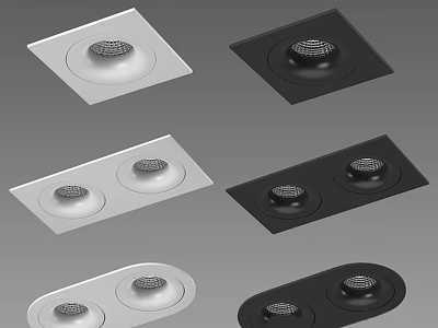 Modern White and Black Downlights and Spotlights with Square and Round Designs 3d model