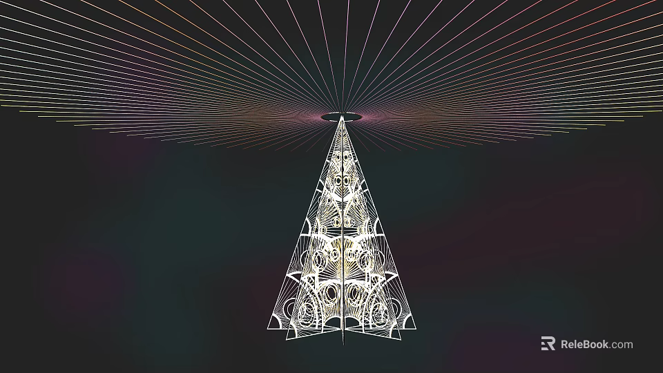 Pyramid Shaped Art Installation With Geometric Design Radiating Lines And Circular Top Modern Abstract Structure 3d model 