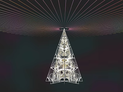 Pyramid Shaped Art Installation With Geometric Design Radiating Lines And Circular Top Modern Abstract Structure 3d model