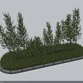 Green Leafy Bushes In Landscaped Area With Gray Curbstone Border And Various Heights