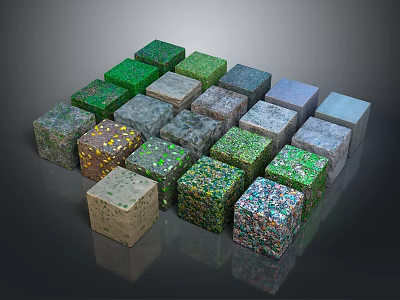 Varied Colored Terrain Cubes with Diverse Textures and Natural Surface Features 3d model