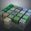 Varied Colored Terrain Cubes with Diverse Textures and Natural Surface Features