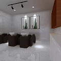 Modern Hair Salon Interior With Stylish Chairs Large Mirrors And Pendant Lights