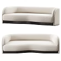 Modern Beige Curved Sectional Sofa With Black Base And Soft Fabric Design 3d model