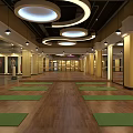 Indoor Fitness Training Studio With Colorful Markers And Gymnastics Equipment
