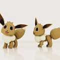 Cartoon Reptile Figure With Brown Body White Belly And Fluffy Tail Front Back View