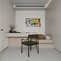 Modern Tatami Bedroom Interior Design With Bed Desk Bookshelf Wardrobe And Window