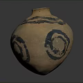 Traditional Handcrafted Clay Sculpture Vase with Decorative Black Circular Patterns