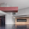 Modern Sales Office Interior With Geometric Decor And Display Counters Lighting