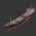 Highly Detailed Cargo Ship Model With Black Red Green Hull