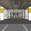 Modern Parking Garage Entrance With White Black Cars And Columns Marked A And Glass Doors