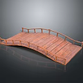 Wooden Arch Bridge Scene Component With Railings And Plank Deck 3d model