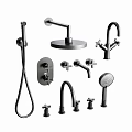 Black Modern Shower Head And Bathroom Fixtures With Handheld And Rain Options