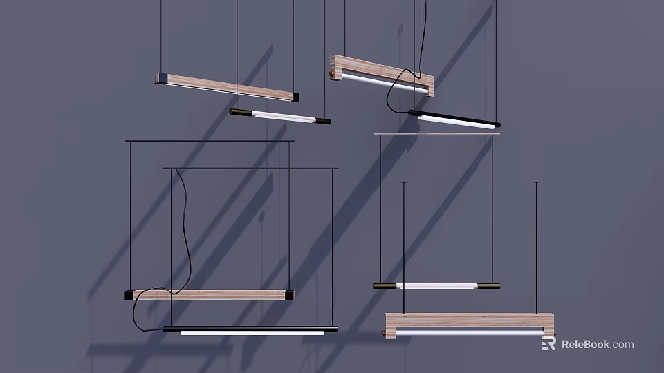 Modern Pendant Lights With Wooden And Metal Frames For Contemporary Spaces 3d model 