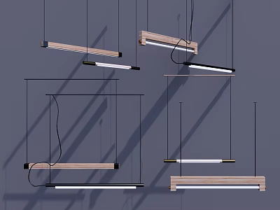 Modern Pendant Lights With Wooden And Metal Frames For Contemporary Spaces 3d model