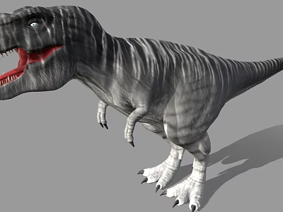 Realistic Gray Striped Tyrannosaurus Rex Dinosaur 3D Model Standing Pose 3d model