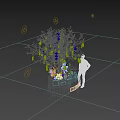 Floral Installation with Decorative Tree Red Lanterns and Gold Ornaments on Red Base