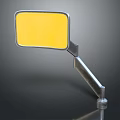 Vehicle Side Mirror With Yellow Reflective Surface And Metal Adjustable Arm