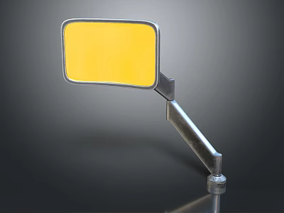 Vehicle Side Mirror With Yellow Reflective Surface And Metal Adjustable Arm 3d model