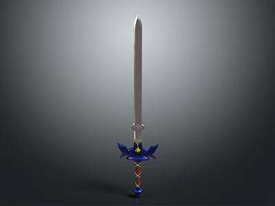 Fantasy Sword Design With Silver Blade Blue Hilt Guard And Decorative Handle 3d model