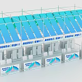 Temporary Promotional Exhibition Booths With Blue Canopy And Sales Displays
