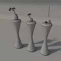 Modern Glass Pedestal Decorative Ornament Set with Small Plants and Candle Accents