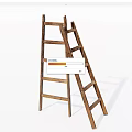 Two Wooden Ladders Leaning Together For Household Use With White Background