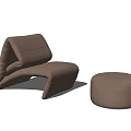 Modern Beige Fabric Leisure Chair With Matching Ottoman And Minimalist Design