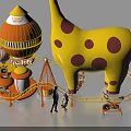 Yellow Giraffe Play Structure With Brown Spots And Orange Tower For Kids Playing