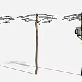 Wooden Utility Poles With Power Lines Street Light And Electrical Box Setup