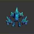 Ethereal Blue Crystal Spiked Creature Character With Mythical Fantasy Limb Structure